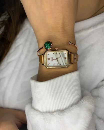 Reloj suizo de lujo Gaiety™ + Brazalete de esmeraldas